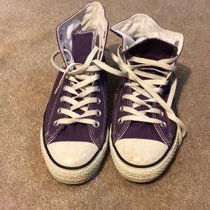 Purple converse high tops. Women size 9.